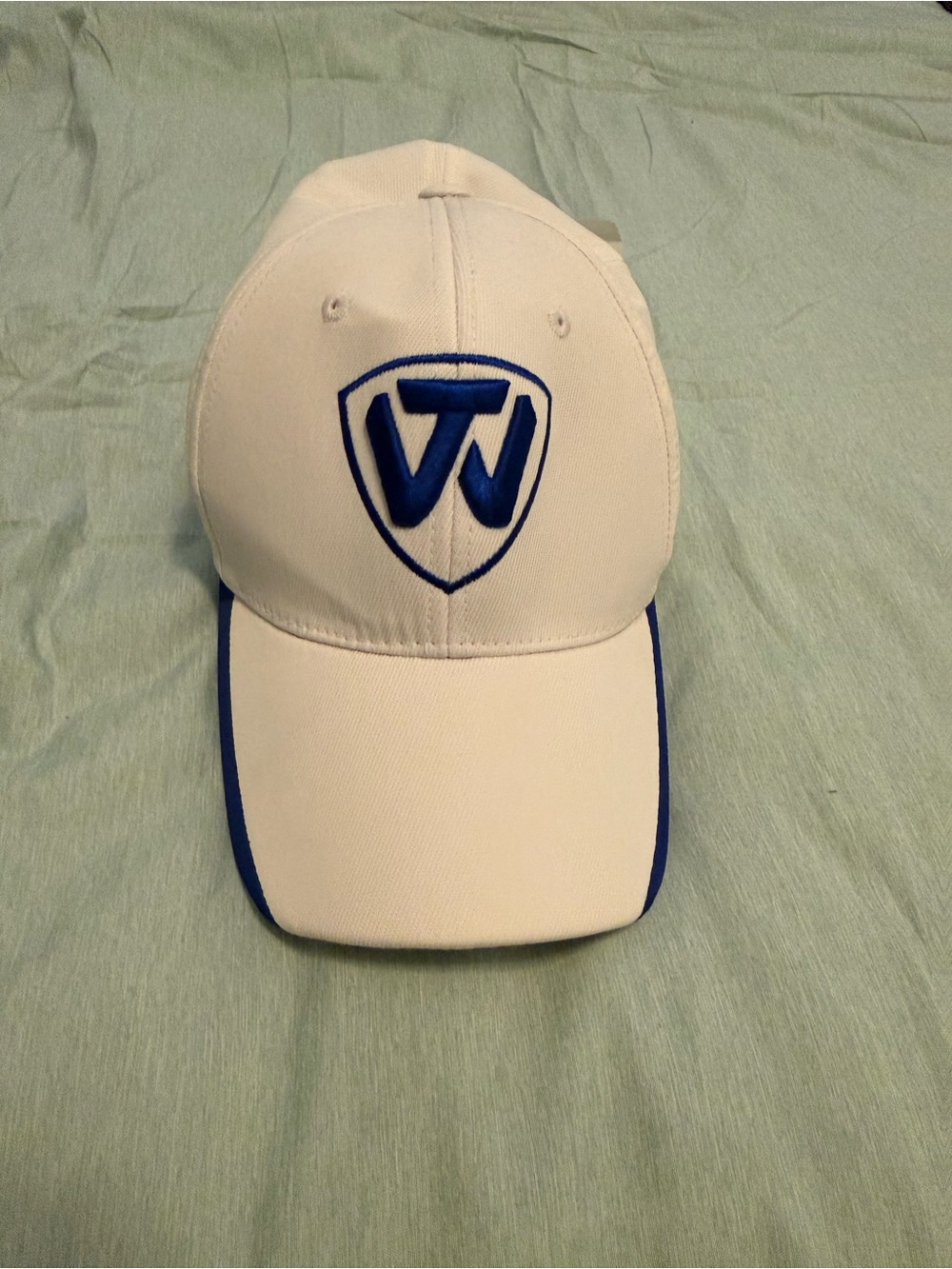 Top of the World White and Blue Baseball Hat with Shield